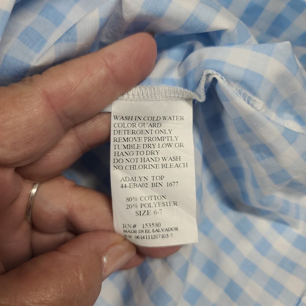 Eleanor Rose embroidered hot air balloon girl Adalyn gingham top Size 6-7 ruffle - Picture 6 of 7